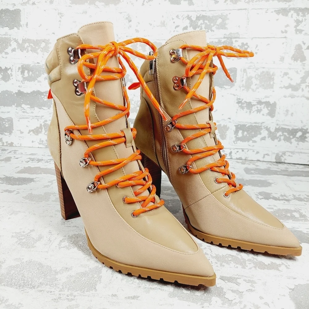 NEW Steve Madden Kare Lace-Up Boot In Sand O151 - Picture 4 of 12